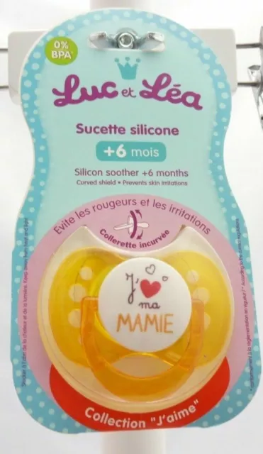 Luc & Léa sucette silicone Collection J'aime Papy ou Mamie dès 6 mois