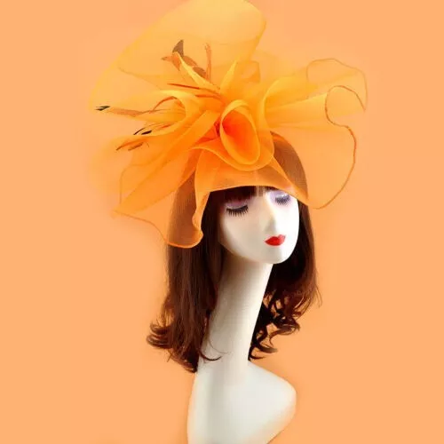 LARGE Fascinator Feather Flower Race Party Wedding Royal Ascot Headwear Hair Hat