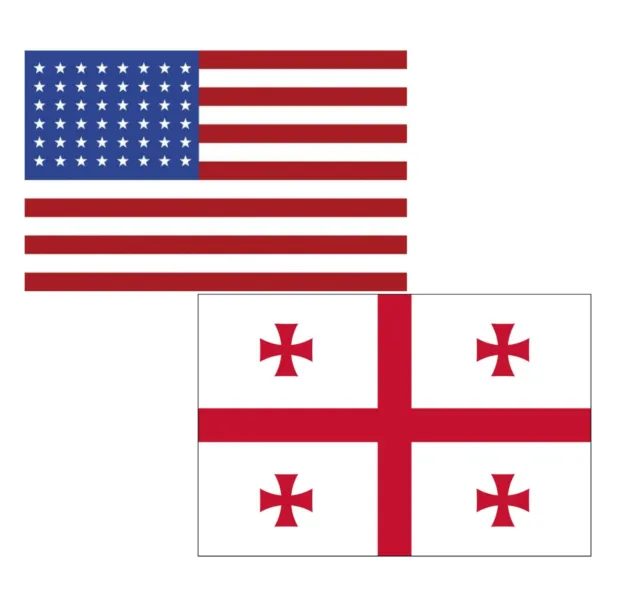 3'x5' Polyester USA & Giorgia Rep Flag Set; One Flag for Each Country