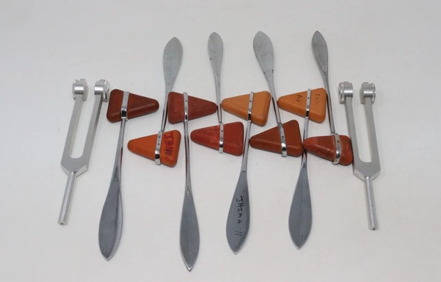 Lot Of 8 Vintage Knee Reflex Hammers Rubber & 2 Tuning Fork 128C