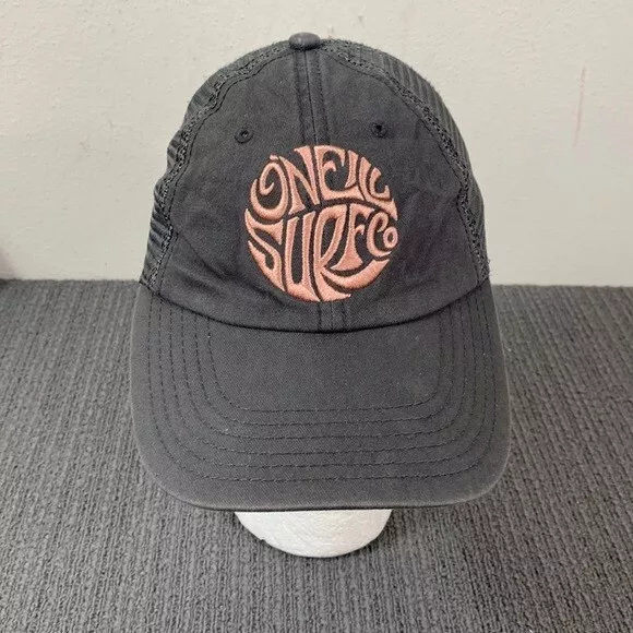 O'Neill Surf Co Trucker Hat Women's OS Gray Pink Embroidered Mesh Back Strapback