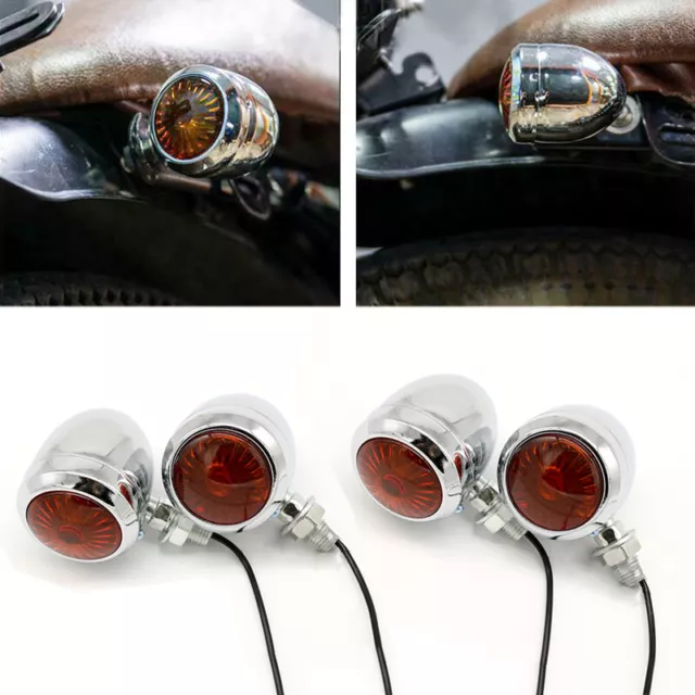 4pc Amber Motorcycle Mini Bullet Blinker Turn Signal Light Indicator Universal O