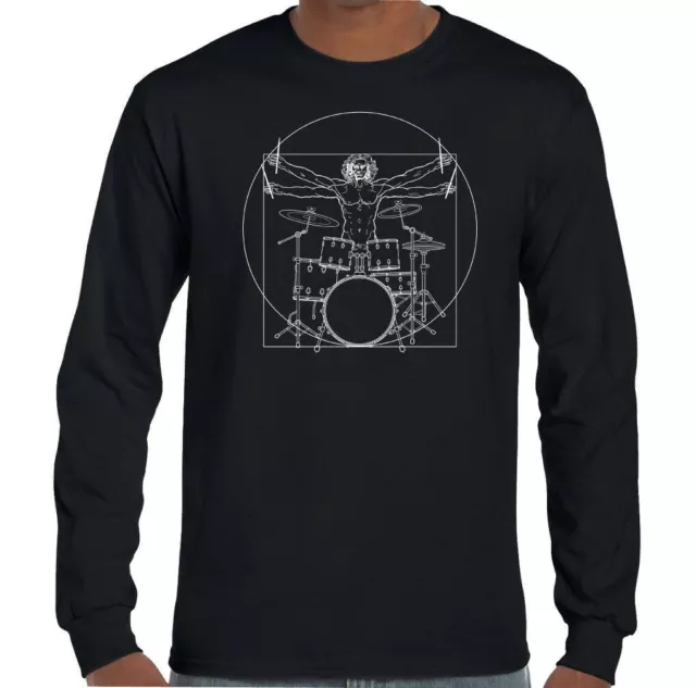 Drumming Da Vinci Uomo Vitruviano - Divertente T-shirt Batterista Batteria 4