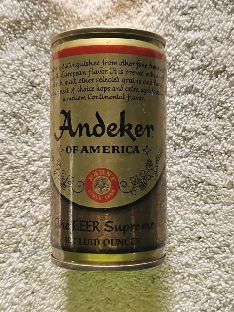 Andeker Of America Vintage Steel Beer Can EMPTY Pabst Milwaukee EMPTY