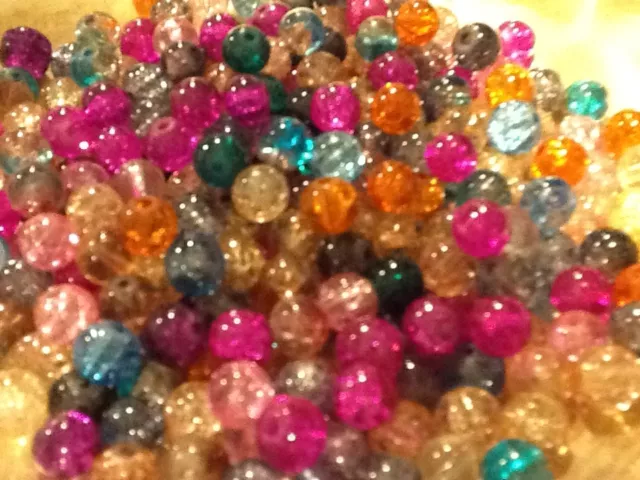 Crackle Crystal Glass Beads, Sold By 400 Spacers, Charms 8Mm Assorted Colors