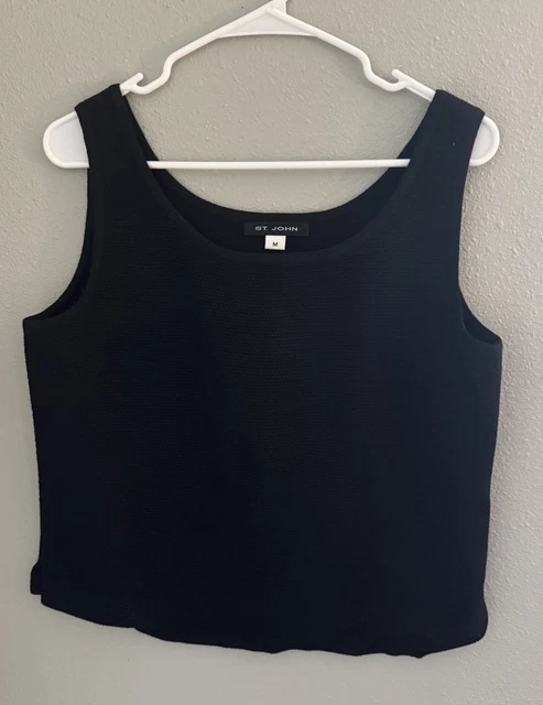St. John Basics Black Santana Knit Classic Scoop Neck Tank Top Size Medium St. John Basics Black Santana Knit Classic Scoop Neck Tank Top Size Medium