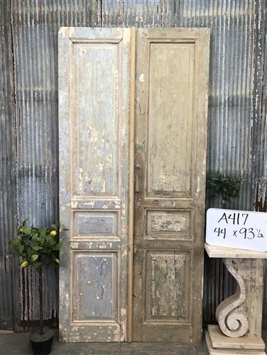 Antique French Double Doors (44x93.5) Raised Panel Doors, European Doors A417