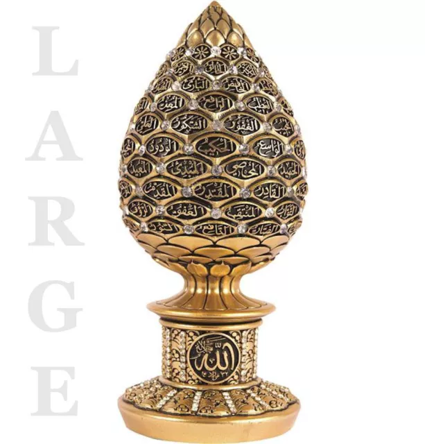 Modefa Turkish Islamic Home Table Decor | Large 99 Names of Allah Egg Gold 1683