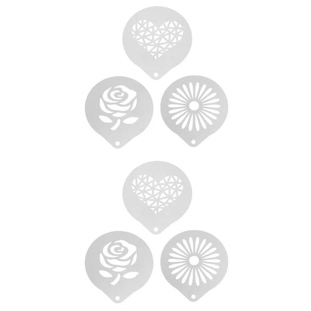 6 pz stencil per biscotti barista strumenti metallo stencil caffè