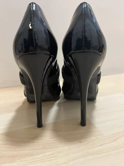 FAITH - LADIES Black Patent Peep Toe High Heel Shoes Size 8 £16.56 ...