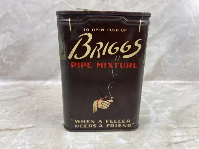 Vintage Briggs Pipe Mixture "When A Feller Needs A Friend" Tobacco Tin