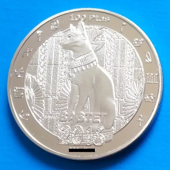 Saharawi 100 pesetas 2016 UNC Bastet Cat Egypt Godess Silver Plated 40mm Coin