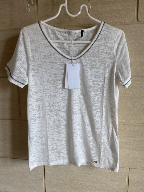 T-SHIRT BLANC LES Petites Bombes LPB 36 Bande Argenté Effet Dévoré