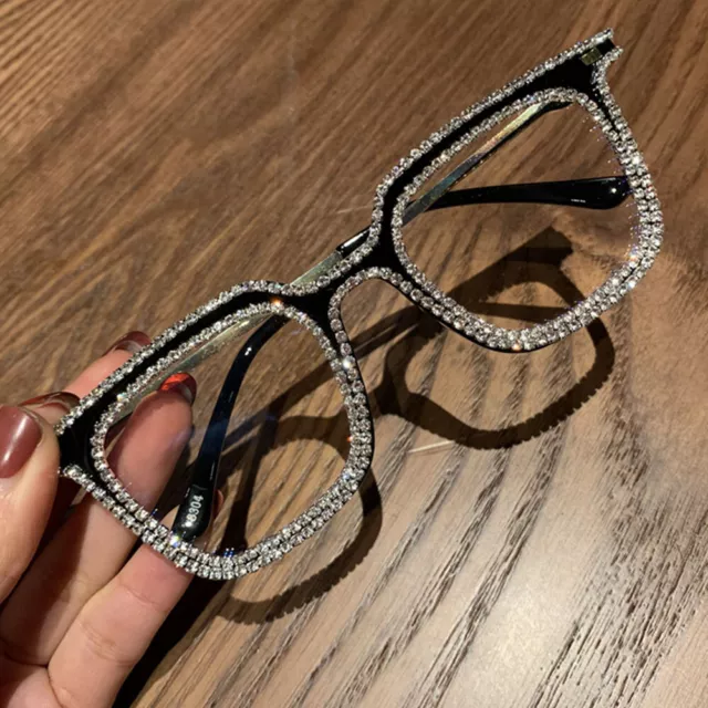 Luxury Rhinestone Square Glasses Frames Women Fashion Hand-made Vintage Eyewear