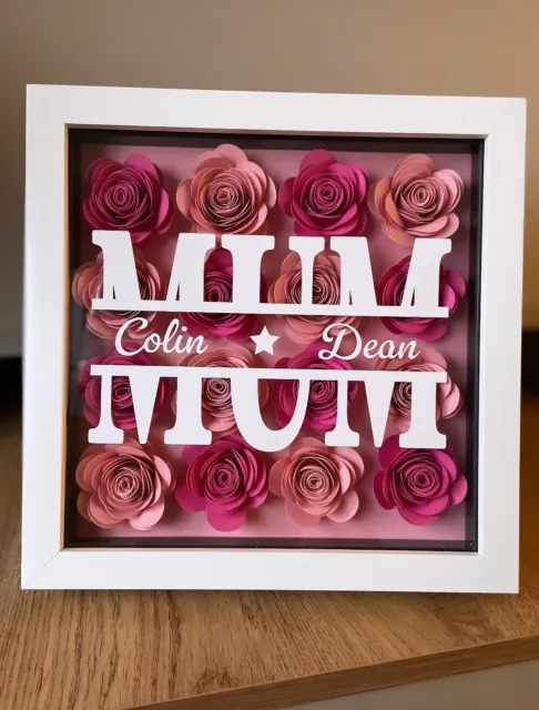 Personalised Frame With Handmade Flowers / Gift For Mum / Mothers Day Gift
