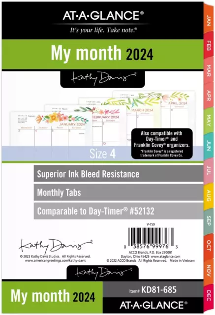 2024 Monthly Planner Refill 52132 DAY-TIMER 5-1/2 x 8-1/2 Size 4 Desk