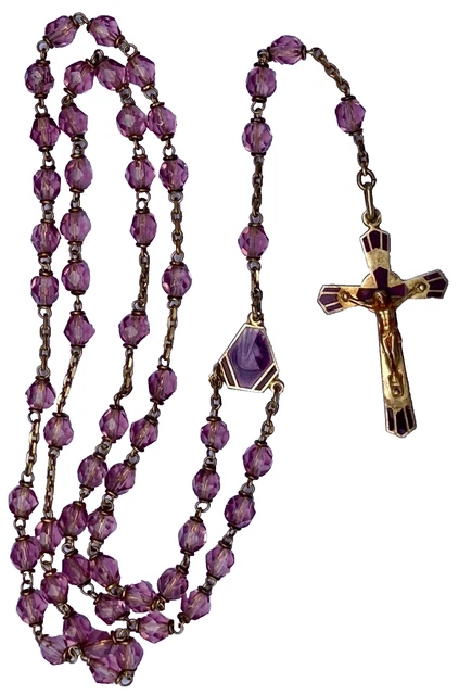 Pendentif Croix Ancien En Argent 800 - Sertie D'améthyste Et Perles - Style Victorien - Grand Format