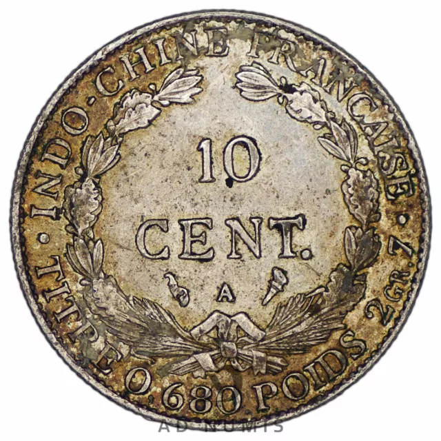 Indochine 10 cent 1922 A argent SUP Paris monnaie colonie Indochine Française 2