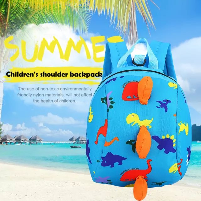 Toddler Kids Dinosaur Backpack Anti-lost Bags with Safety Leash (Sky Blue) 3