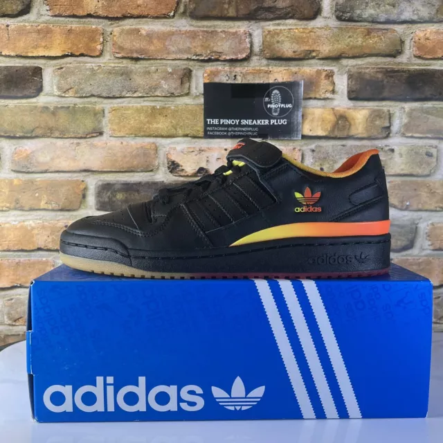 Mens 11 - Adidas Originals Forum Low Black Orange Gold Gradient Shoes FZ5891