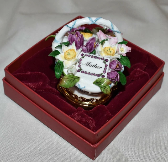 Staffordshire Enamels Mother's Basket Bonboniere Handpainted Enamel on Copper 3