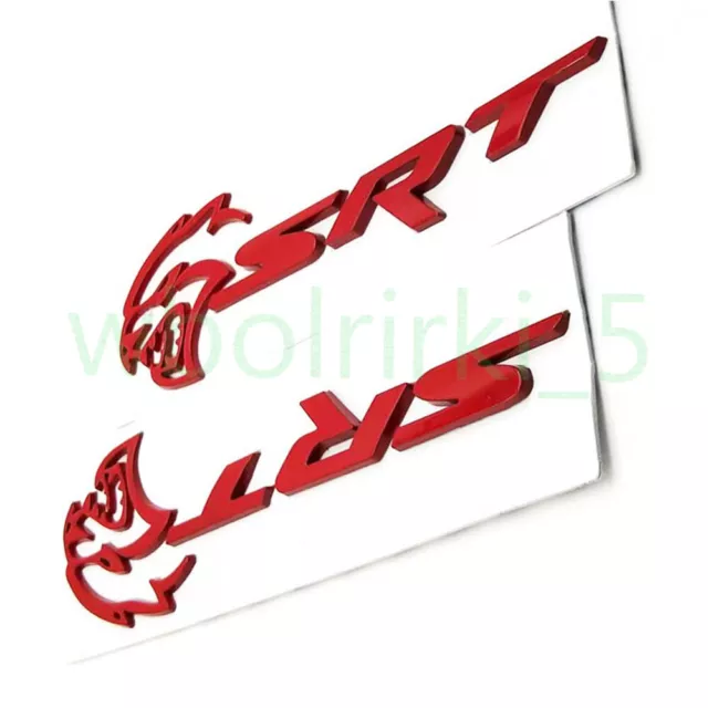 2 Pcs Für Dodge SRT Schriftzug Abzeichen Sticker Heck Stamm Emblem Aufkleber Rot