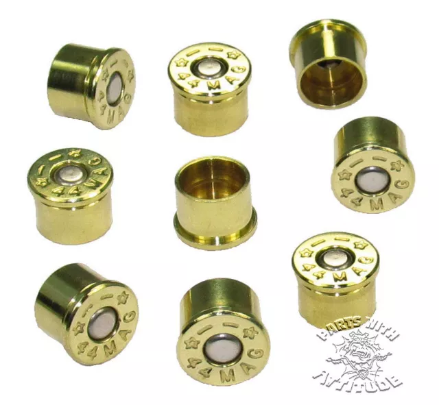 9 BRASS 44 MAG  BULLET BOLT CAPS for HARLEY ENGINES ( KIT OF 9)