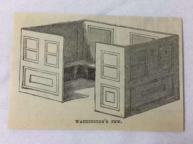 1877 Piccolo Rivista Incisione ~ George WASHINGTON'S Pew