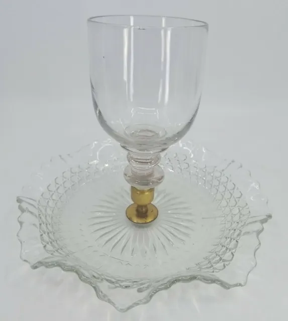 Victorian Art Deco Nouveau Epergne Vase Antique Glass 7"×8"