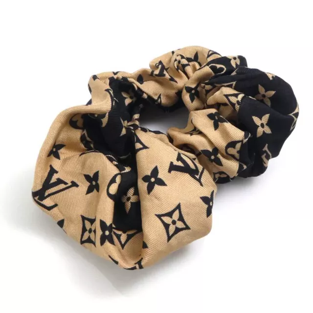 Auth LOUIS VUITTON Monogram Scrunchie Hair Accessory Brown Silk MP3098 - h30225a