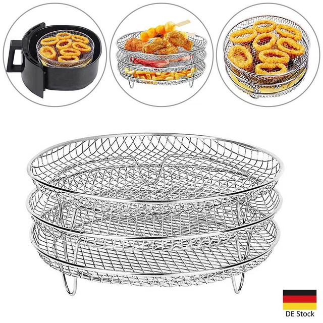 Griglia In Acciaio Inox Per Friggitrice Ad Aria - 20x20.5x10cm, Accessorio Per Cottura, Disidratazione E Forno - Foto 8