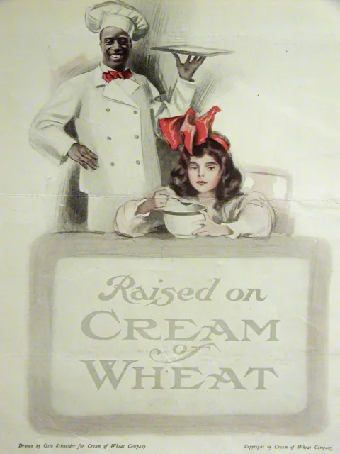 Otto Schneider RAISED on CREAM OF WHEAT Ad 1920 Matted Girl w Big Red Bow