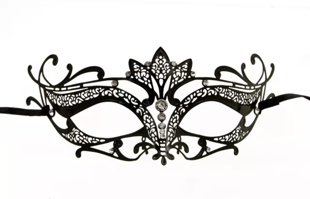 Masque Venitien Loup En Dentelle de Metal Noir Soiree Carnaval De Venise  1270