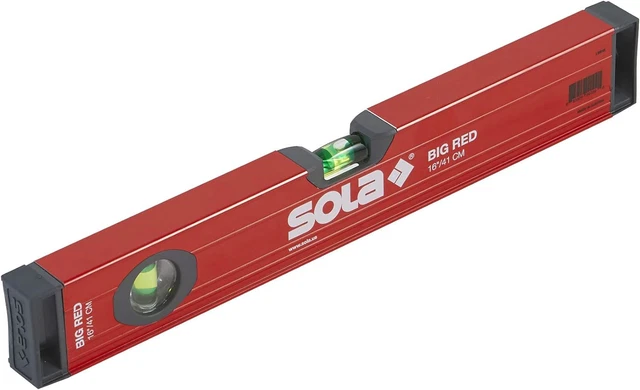 SOLA LSB16 BIG Red Aluminum Box Beam Level with 2 60% Magnified Vials ...