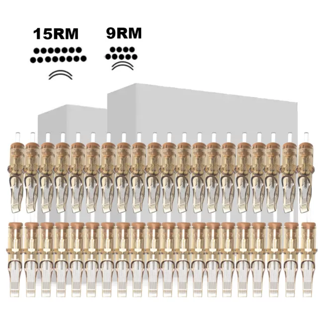 Tattoo Nadeln 9RM 15RM Module Set 40pc Nadel Cartridge Needle Round Liner 0.35mm