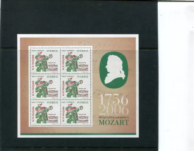 Schweden, Komponisten, Mozart, Mi.-Nr. 2544A Kleinbogen postfrisch MNH