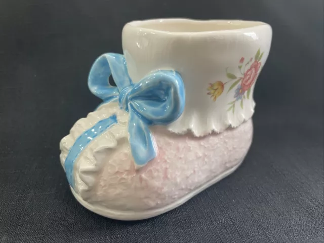 Vintage Baby Planter Pink with Blue Bootie Ribbon Nursery CMC Japan