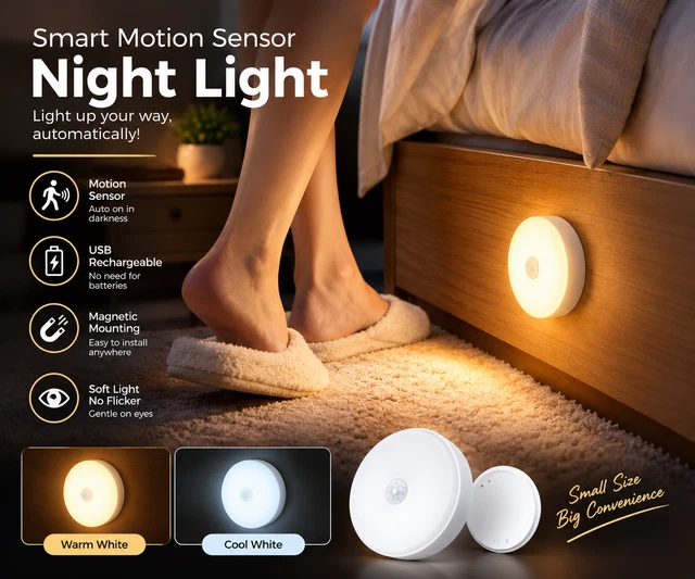 Usb Rechargeable Mini Led Light LED MOTION SENSOR Light Rechargeable PIR USB Portable Cabinet Stair ...