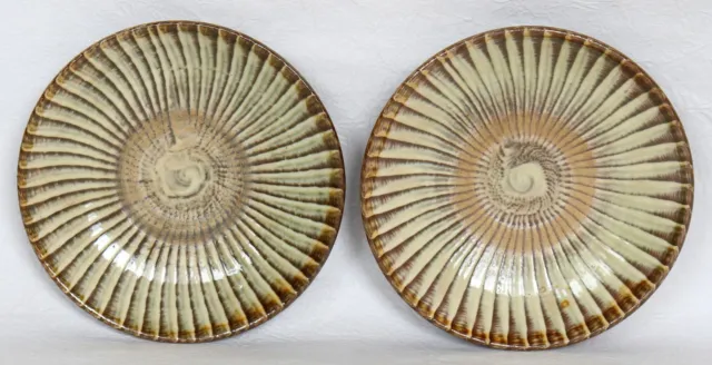 Japanese Pottery Plate Koishiwara Ware Beige Brown 11.7cm 4.6" Vintage 2 pieces
