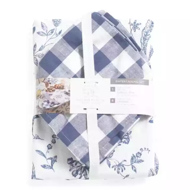 NWT THE FARMHOUSE BY RACHEL ASHWELL 7pc Bunnies Tablecloth | Gingham Napkins Set