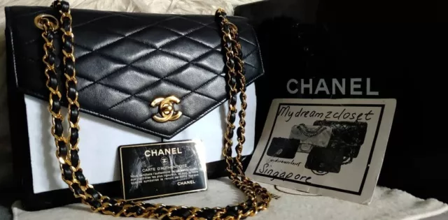 NEW CHANEL REV Black Lambskin GHW Quilted Classic Timeless Snap Card Holder  