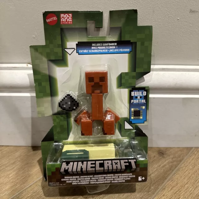 Minecraft Build a Portal Creeper and Damaged Creeper 2 pk - Action Figures  & Accessories, 3.25 in Scale Toy 