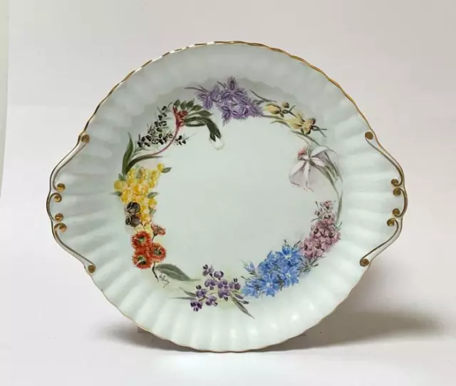 Vintage Hand Painted Western Australian Wildflower Porcelain Plate Signed Bates