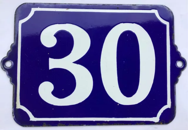 Plaque Émaillée Numero De Rue 30 Old Enamel Plate Road Number 30