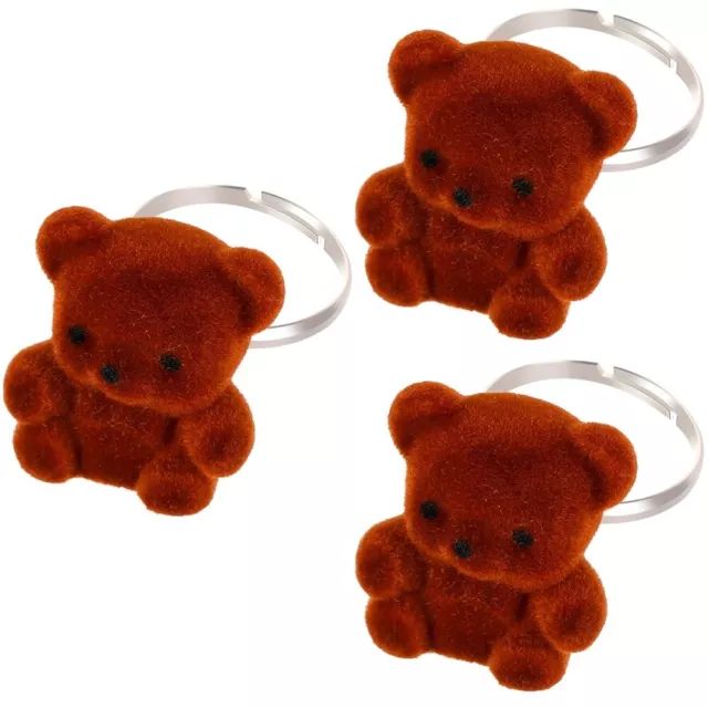 3 PCS Plush Bear Ring Aesthetic Jewelry for Teen Girls Kawaii Rings Cute