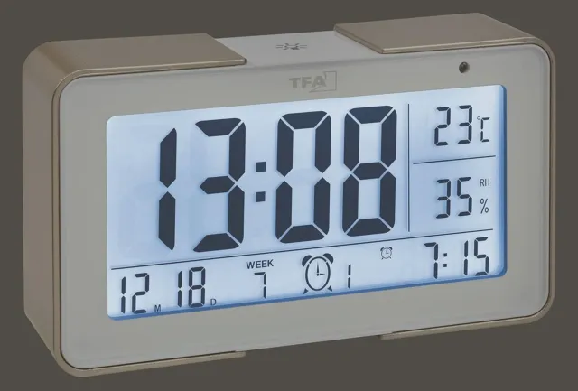 TFA 60.2540.53, Melody Funkwecker digital 3 Alarmzeiten Snooze 25 Wecktöne Datum