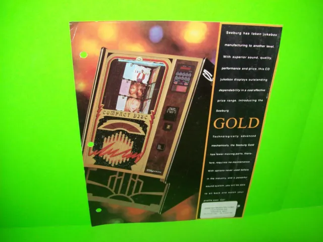 Seeburg GOLD Original 1995 Jukebox Phonograph Music Promo Sales FLYER Advert
