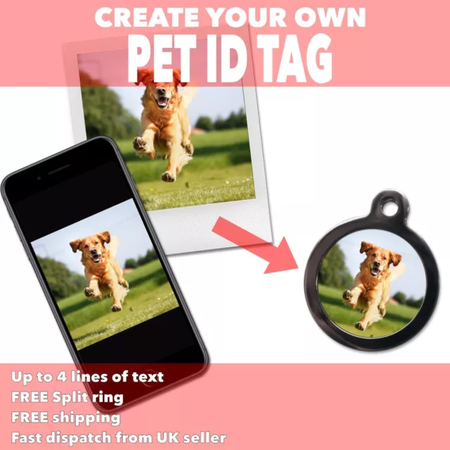 Create Your Own PET ID TAGS - Use Own Photo Image Design - Personalised Dog Tag