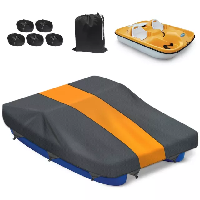 Heavy Duty 600D Waterproof Pedal Boat Cover 112.5L x 65W Inch (Gray&Orange)