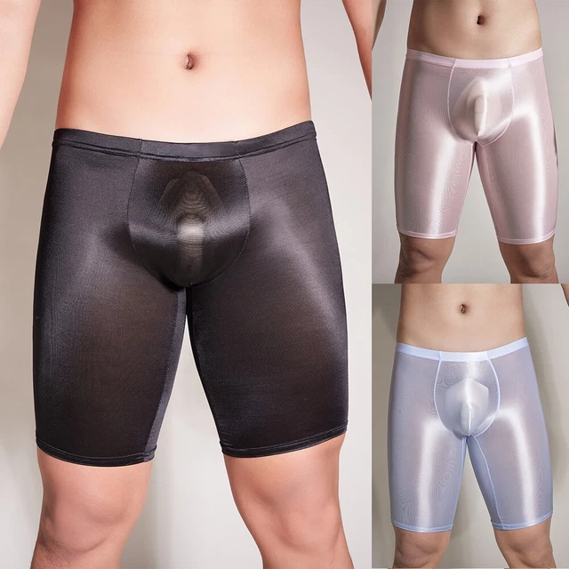 leggings élastiques brillants pour hommes voient à travers shorts brillants et